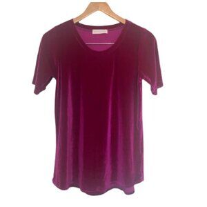 Chris & Carol fuschia velvet short sleeve stretch top size M